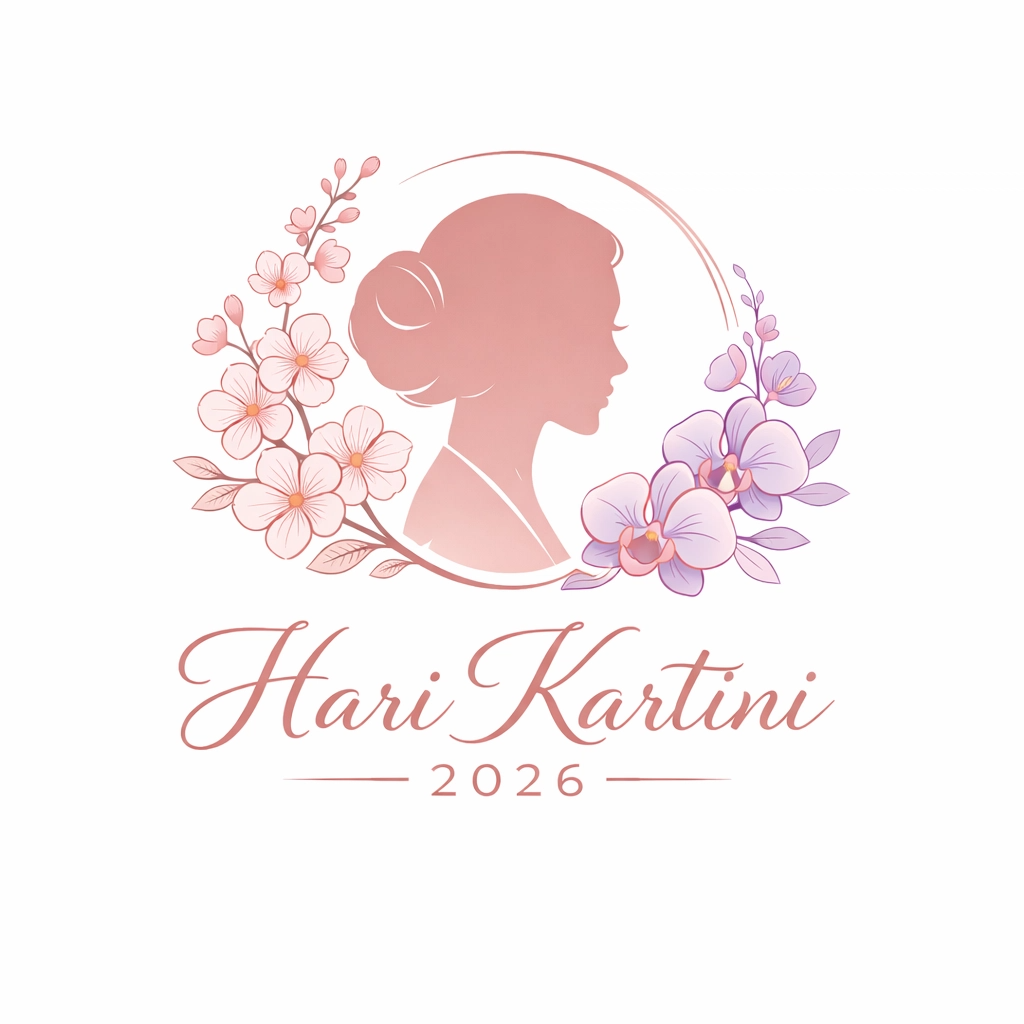 Logo Pesona Sakura dan Anggrek – Siluet Kartini dengan Bunga Pink Ungu
