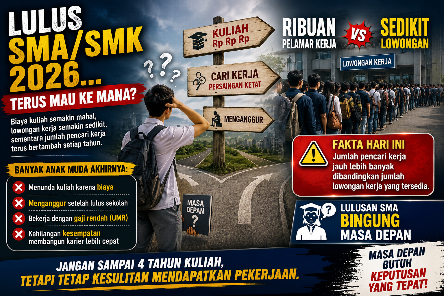 Lulusan SMA/SMK 2026 bingung pilihan karir