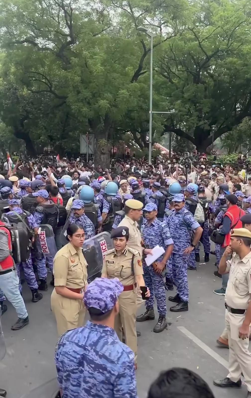 Police gathering at protest site