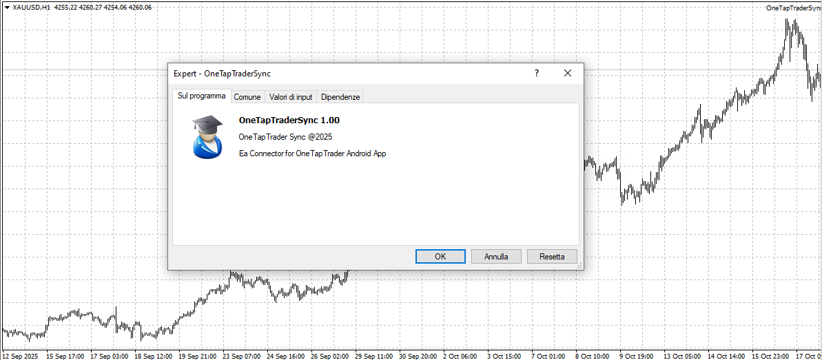 Finestra Expert Advisor in MetaTrader