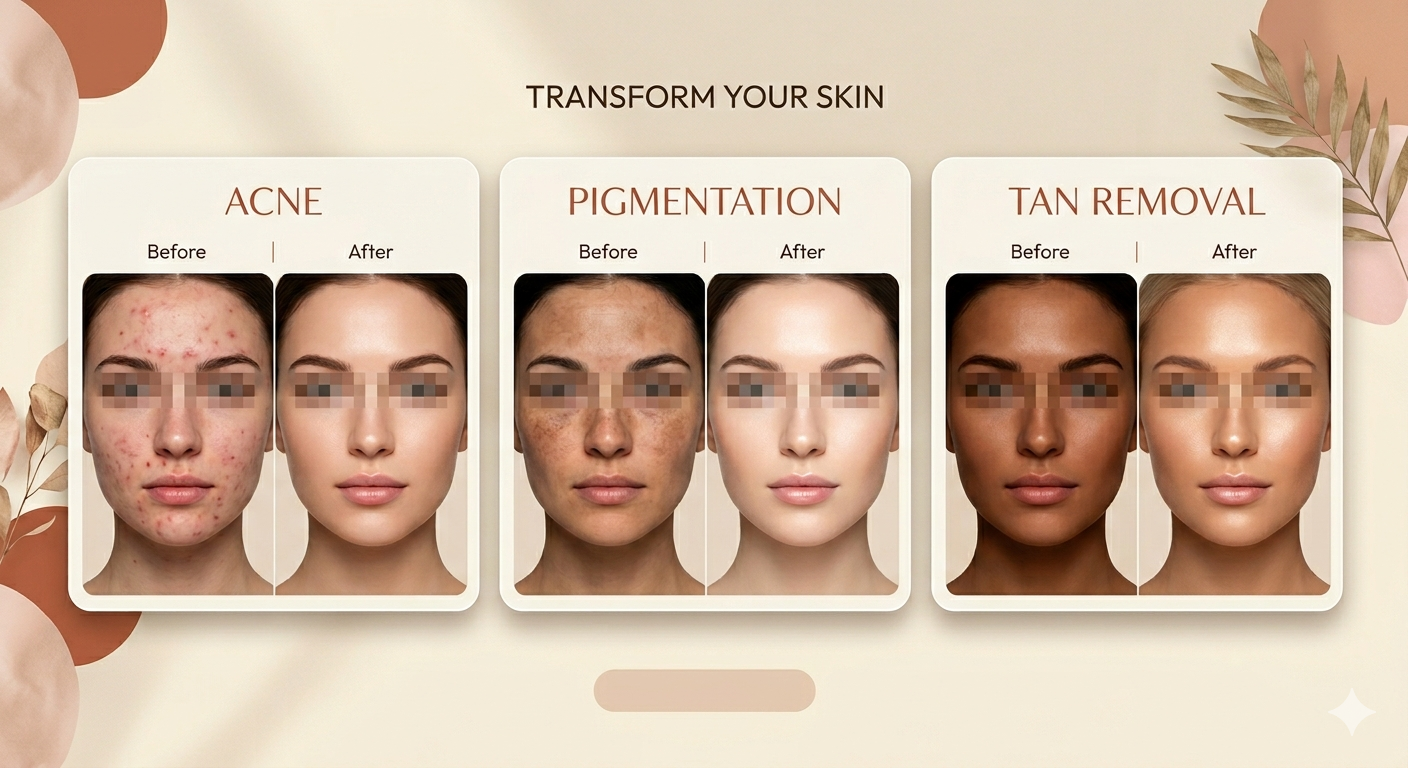 Transform Your Skin - Before and After Results for Acne, Pigmentation, Tan Removal